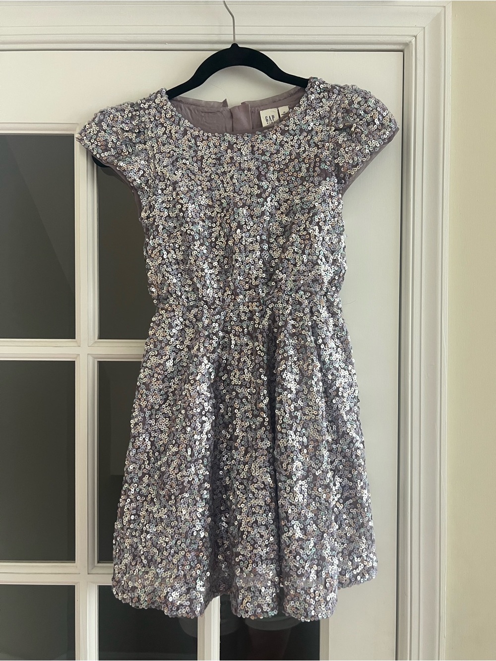 GAP Silver Sequin Cap-Sleeve Party Dress